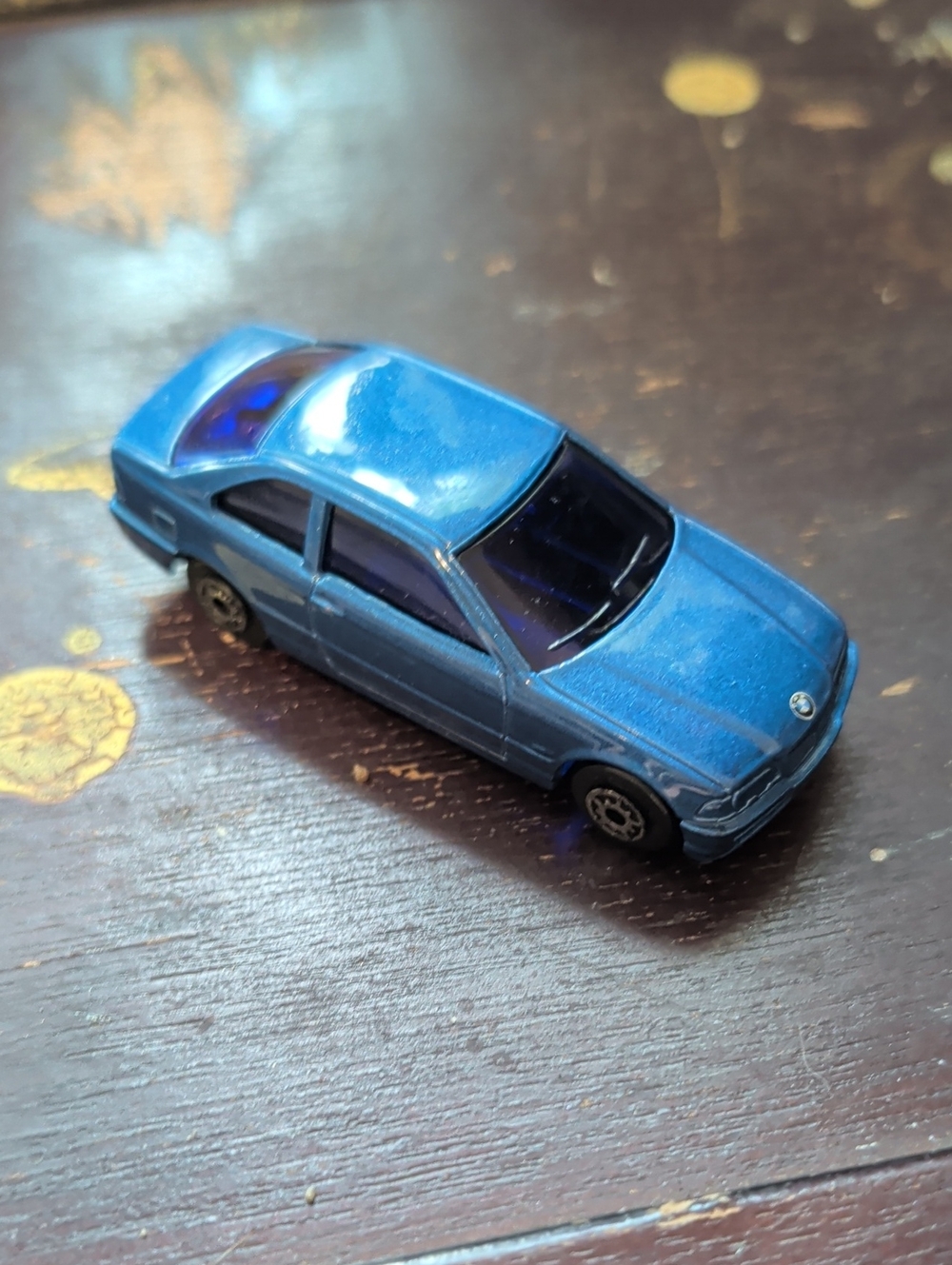 BMW Metallic Blue Toy Sedan with Dark Window Accents